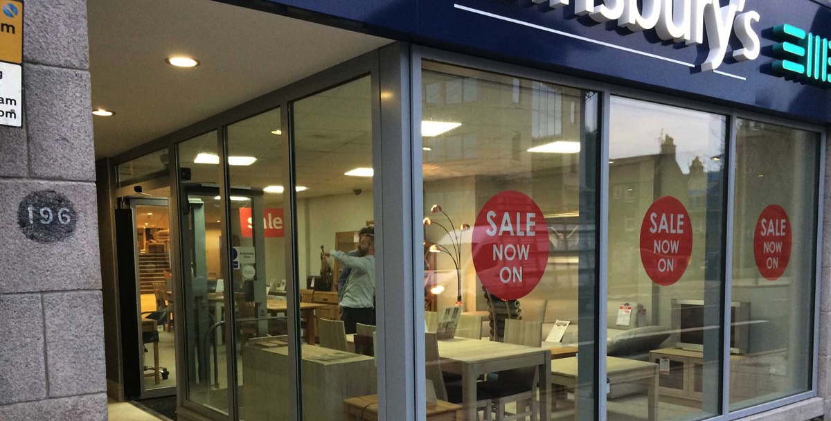 newly renovated Sainsburys furniture retail shop in Holburn Street, Aberdeen